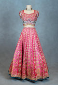 Elegant Pink Embroidered Indian Lehenga Choli with Dupatta – Designer Bridal Wear