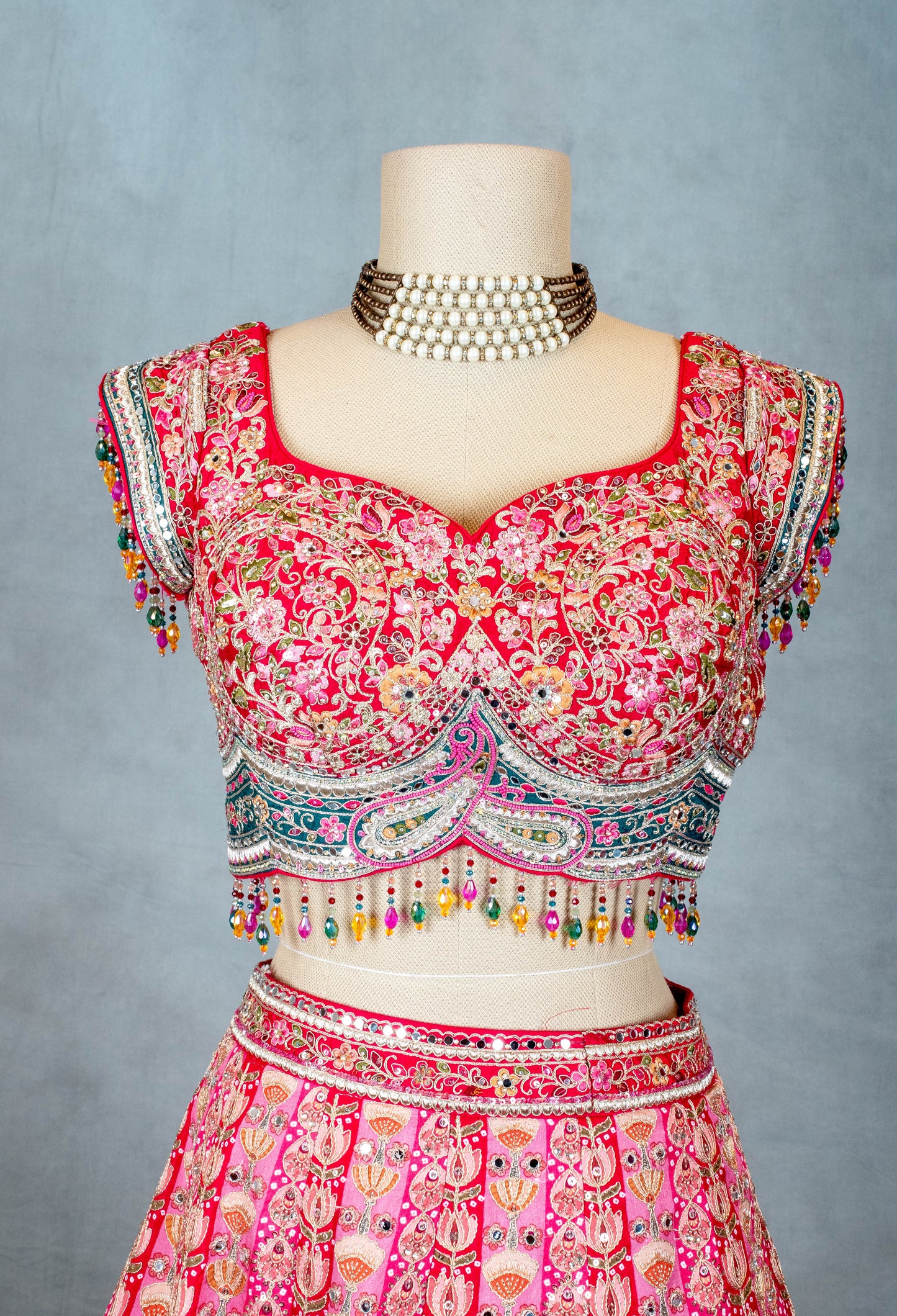 Elegant Pink Embroidered Indian Lehenga Choli with Dupatta – Designer Bridal Wear