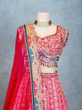 Elegant Pink Embroidered Indian Lehenga Choli with Dupatta – Designer Bridal Wear