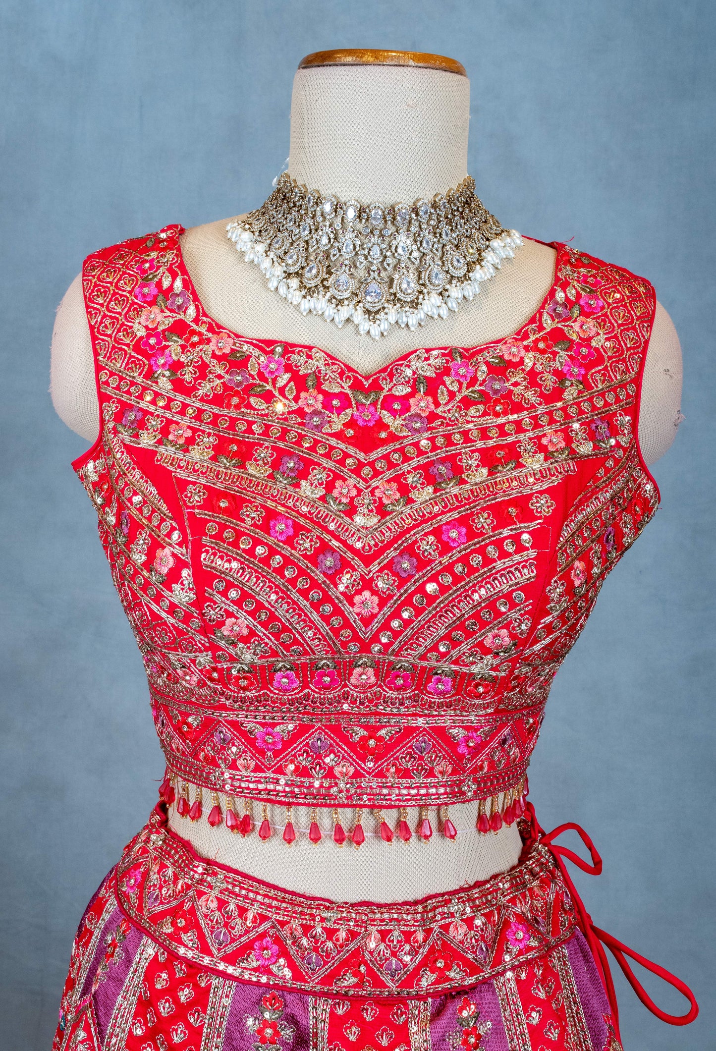 Elegant Red Embroidered Indian Lehenga Choli with Dupatta – Bridal & Festive Wear