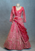Elegant Red Embroidered Bridal Lehenga with Velvet Dupatta & Full Sleeve Blouse