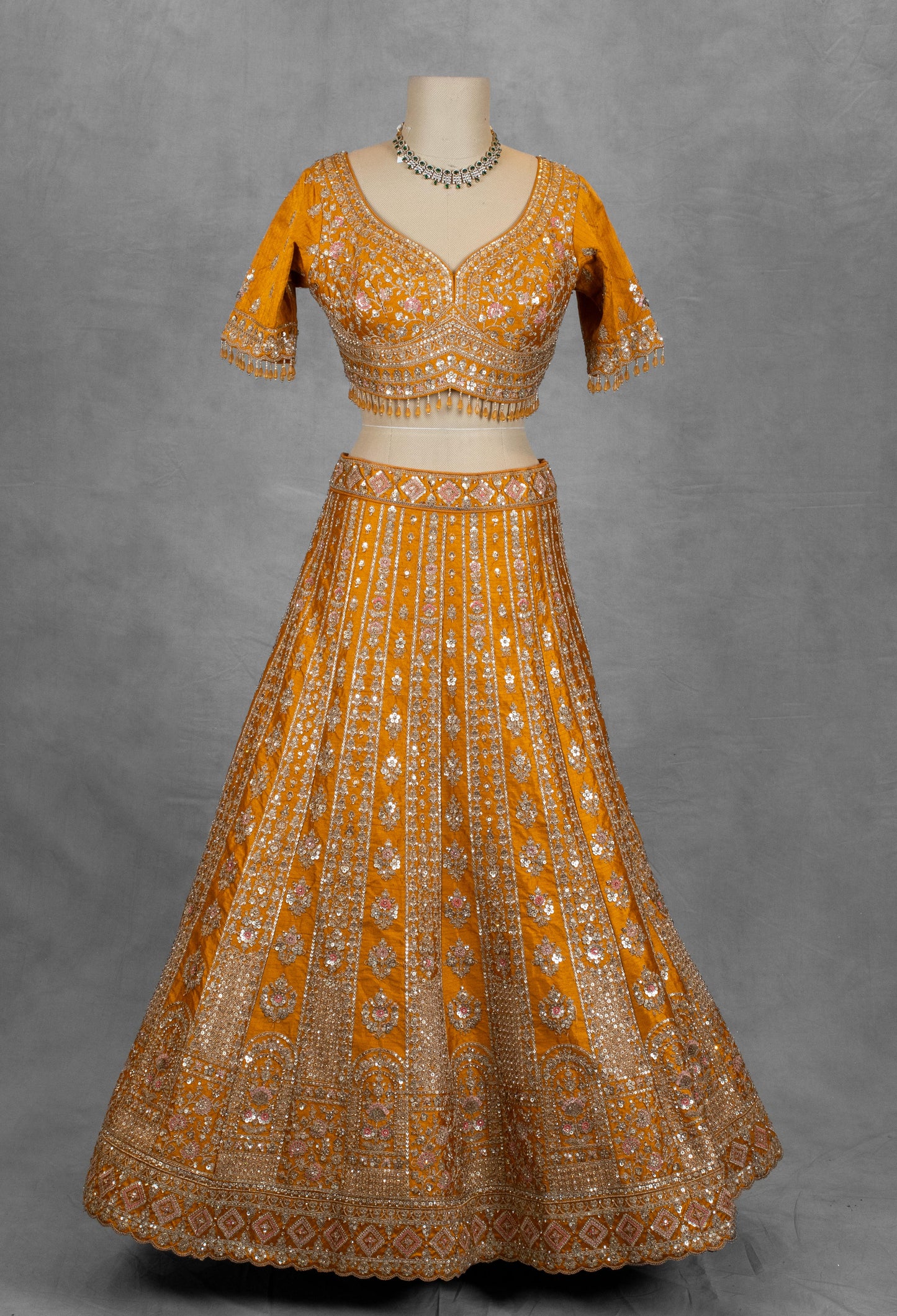 Elegant Mustard Yellow Embroidered Bridal Lehenga with Dupatta and Choli