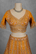 Elegant Mustard Yellow Embroidered Bridal Lehenga with Dupatta and Choli