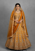 Elegant Mustard Yellow Embroidered Bridal Lehenga with Dupatta and Choli