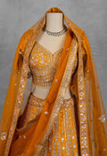 Elegant Mustard Yellow Embroidered Bridal Lehenga with Dupatta and Choli