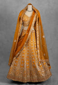 Elegant Mustard Yellow Embroidered Bridal Lehenga with Dupatta and Choli
