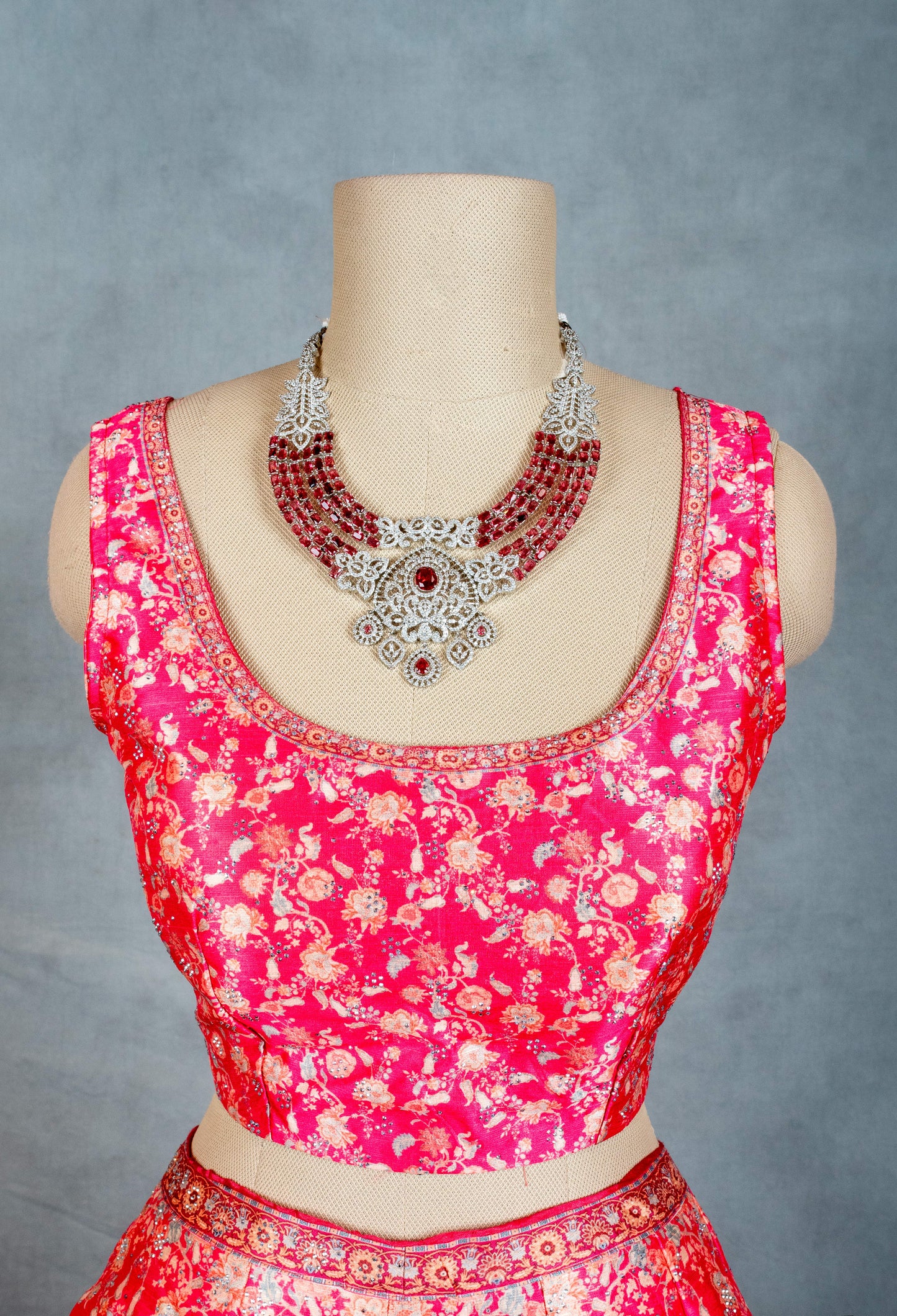 Traditional Pink & Gold Banarasi Silk Crop Top Lehenga Set with Net Dupatta – Festive & Wedding Wear