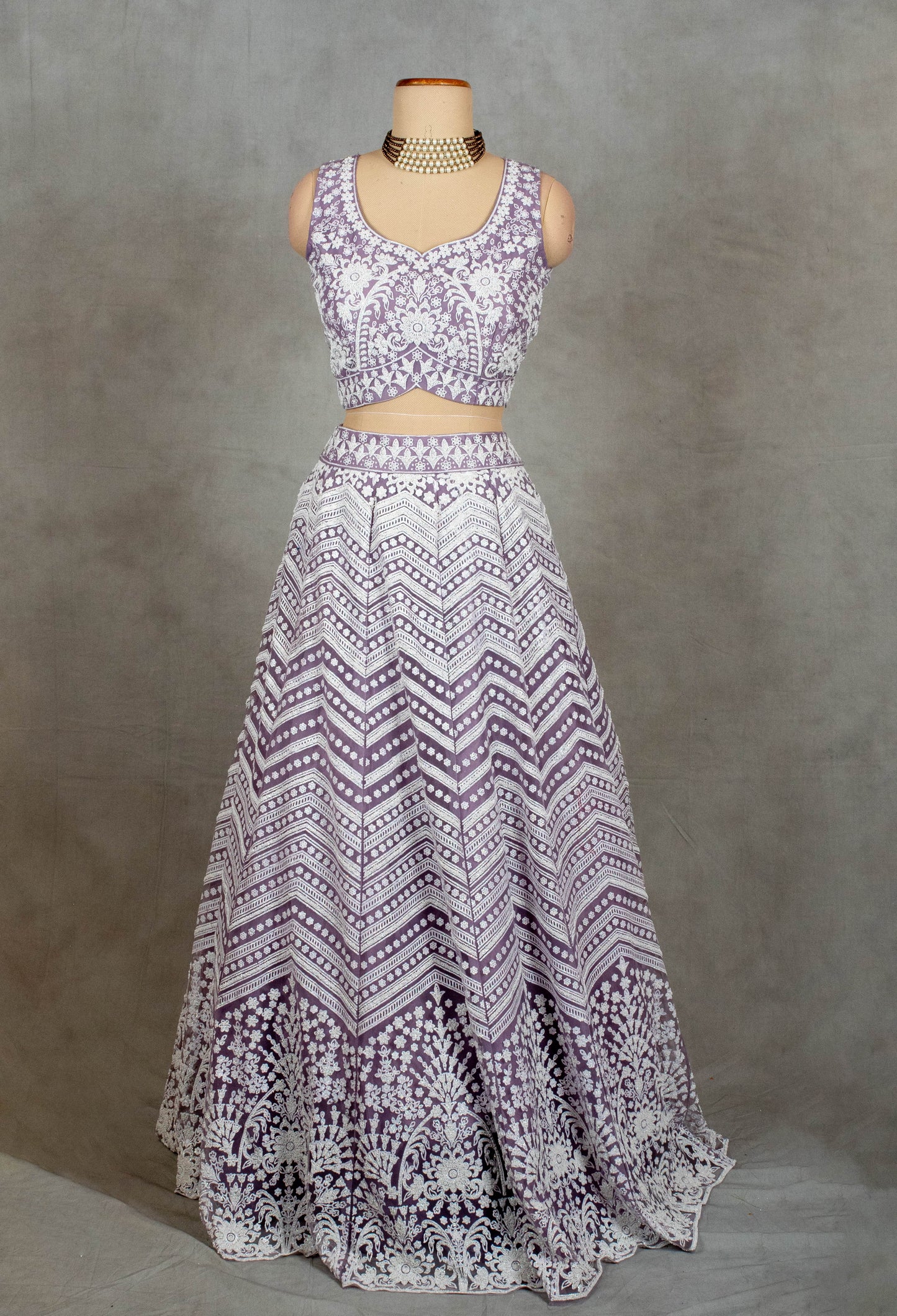 Elegant Lavender Embroidered Lehenga Choli with Dupatta - Traditional Indian Bridal Wear