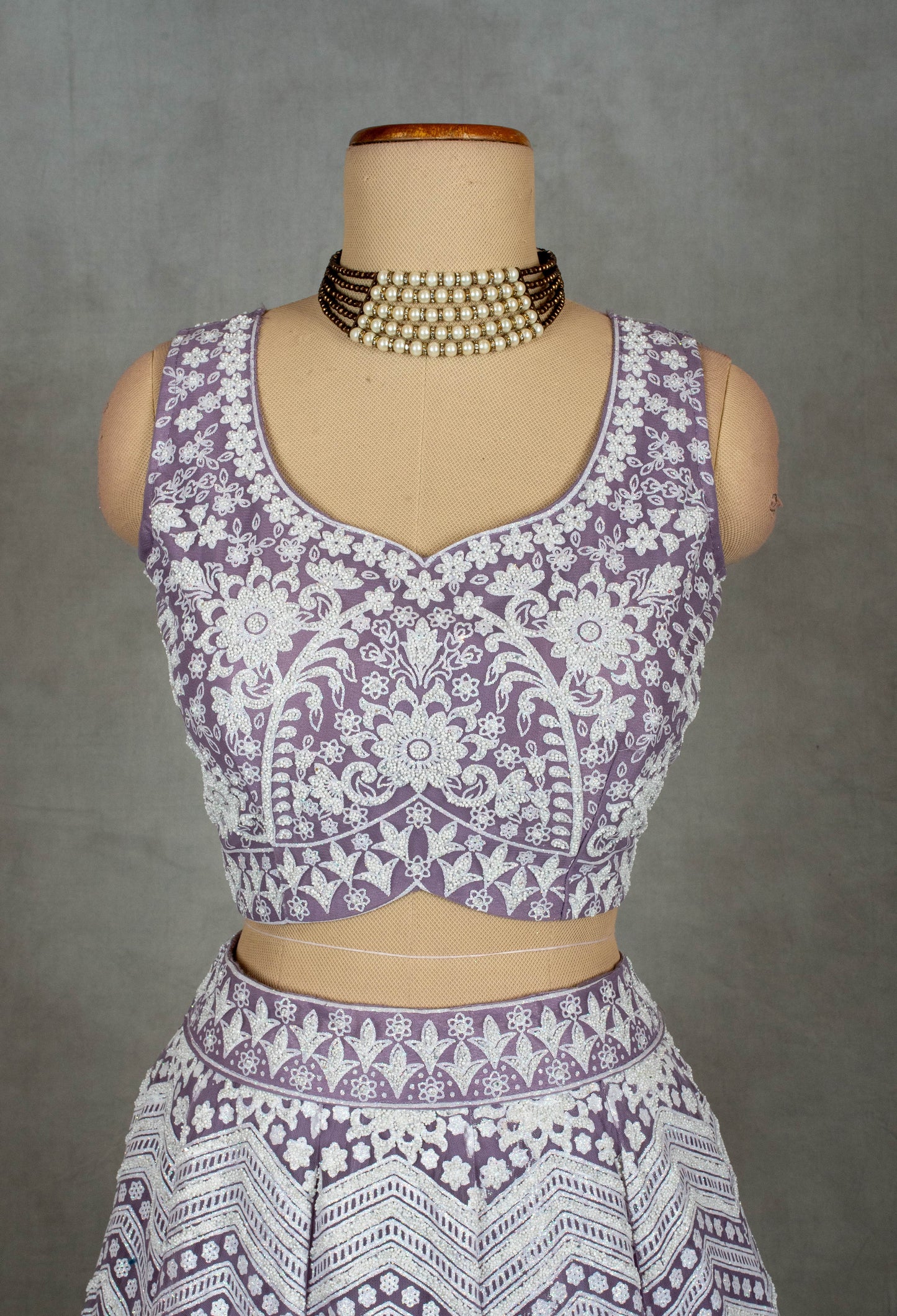 Elegant Lavender Embroidered Lehenga Choli with Dupatta - Traditional Indian Bridal Wear