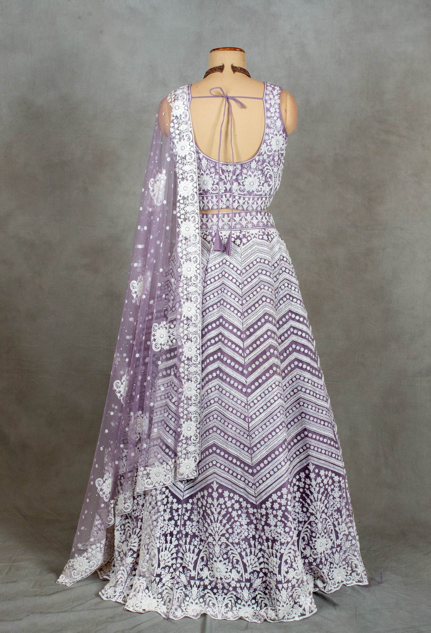 Elegant Lavender Embroidered Lehenga Choli with Dupatta - Traditional Indian Bridal Wear