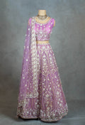 Lavender Embroidered Crop Top Lehenga with Net Dupatta – Bridal & Festive Wear