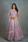 Lavender Embroidered Crop Top Lehenga with Net Dupatta – Bridal & Festive Wear
