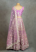 Lavender Embroidered Crop Top Lehenga with Net Dupatta – Bridal & Festive Wear