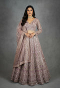 Dusty Mauve Heavy Embroidered Lehenga Set with Sequins & Mirror Work