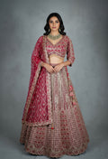 Elegant Red Bridal Lehenga with Intricate Gold Embroidery – Traditional Indian Wedding Outfit