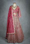 Elegant Red Bridal Lehenga with Intricate Gold Embroidery – Traditional Indian Wedding Outfit