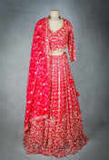 Classic Red | Designer Lehenga Set with Golden Zari & Sequin Embroidery | 2
