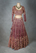 Maroon Velvet Lehenga Choli with Heavy Zari Embroidery & Sequins | Bridal & Festive Wear