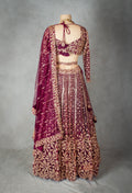 Maroon Velvet Lehenga Choli with Heavy Zari Embroidery & Sequins | Bridal & Festive Wear