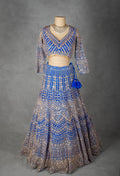 Royal Blue Embroidered Lehenga Choli with Gold Detailing | Designer Indian Bridal Wear