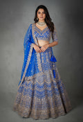 Royal Blue Embroidered Lehenga Choli with Gold Detailing | Designer Indian Bridal Wear