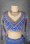 Royal Blue Embroidered Lehenga Choli with Gold Detailing | Designer Indian Bridal Wear