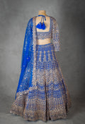 Royal Blue Embroidered Lehenga Choli with Gold Detailing | Designer Indian Bridal Wear