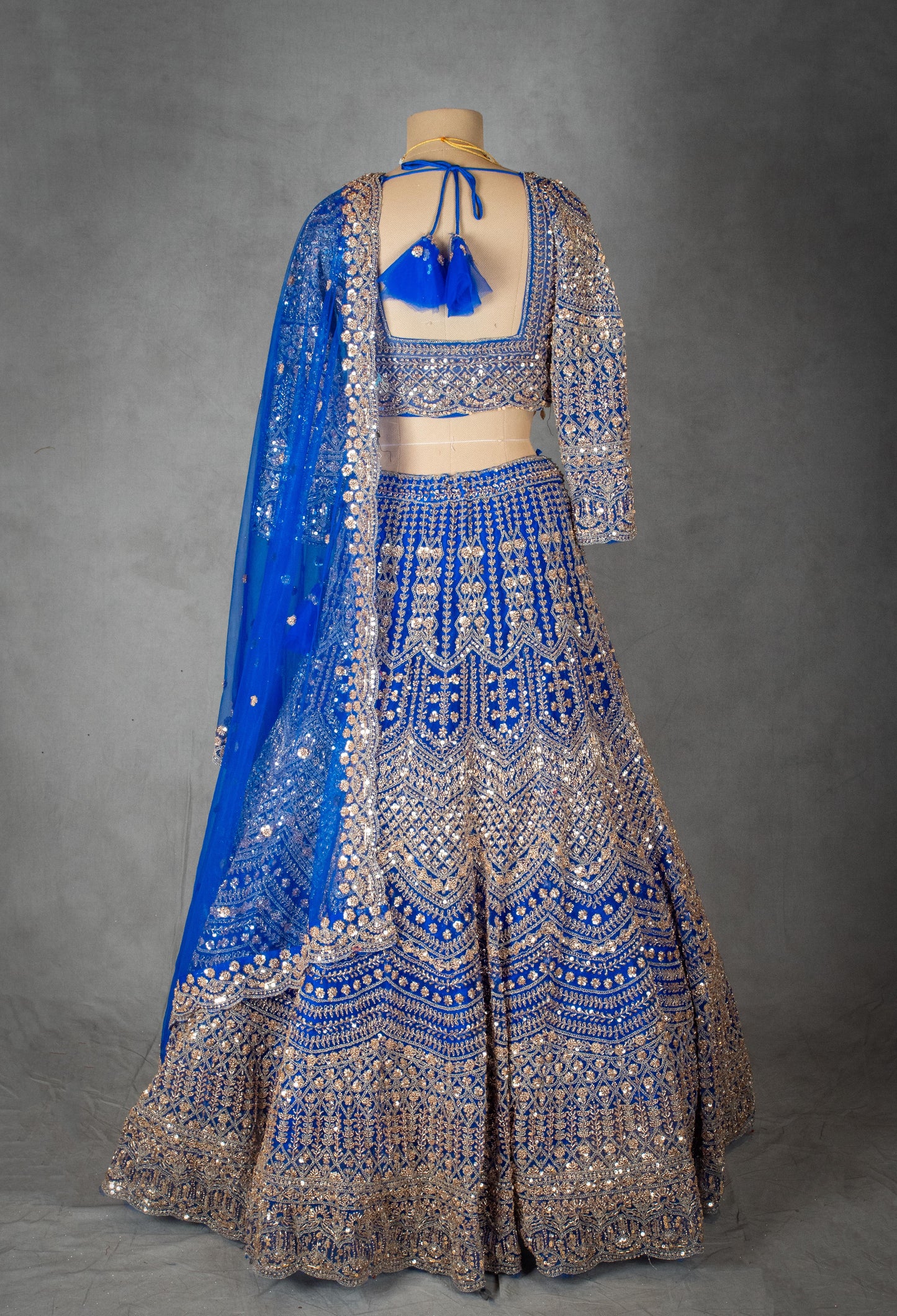 Royal Blue Embroidered Lehenga Choli with Gold Detailing | Designer Indian Bridal Wear