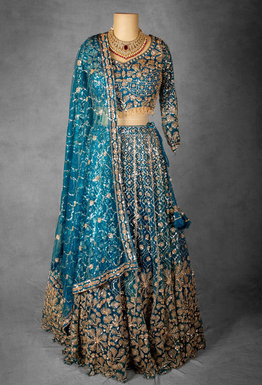 Navy blue embroidered lehenga choli with dupatta – product image 2