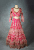 Elegant Pink Bridal Lehenga with Intricate Gold Embroidery - Traditional Indian Wedding Outfit