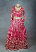 Hot Pink Designer Lehenga Set with Golden Zari and Sequin Work | Bridal & Festive Indian Wear