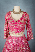 Hot Pink Designer Lehenga Set with Golden Zari and Sequin Work | Bridal & Festive Indian Wear