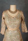 Elegant Sage Green & Gold Embroidered Bridal Lehenga Choli with Dupatta