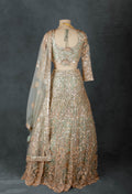 Elegant Sage Green & Gold Embroidered Bridal Lehenga Choli with Dupatta