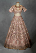 Pastel Dusty Rose Bridal Lehenga with Sequin Embroidery and Net Dupatta
