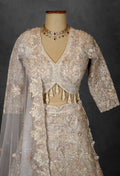 Embroidered Designer Bridal Lehenga in Pastel Beige with Sequins & Zari Work