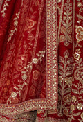 Classic Red Bridal Lehenga with Heavy Golden Embroidery and Net Dupatta