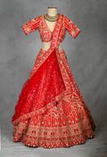 Traditional Red Bridal Lehenga Set with Heavy Zari, Dori & Sequin Embroidery – Wedding Couture