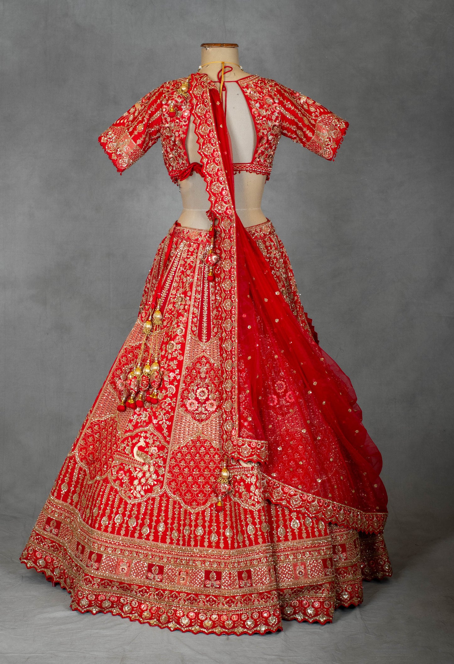 Traditional Red Bridal Lehenga Set with Heavy Zari, Dori & Sequin Embroidery – Wedding Couture