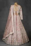 Designer Bridal Lehenga in Blush Pink with Heavy Embroidery and Net Dupatta
