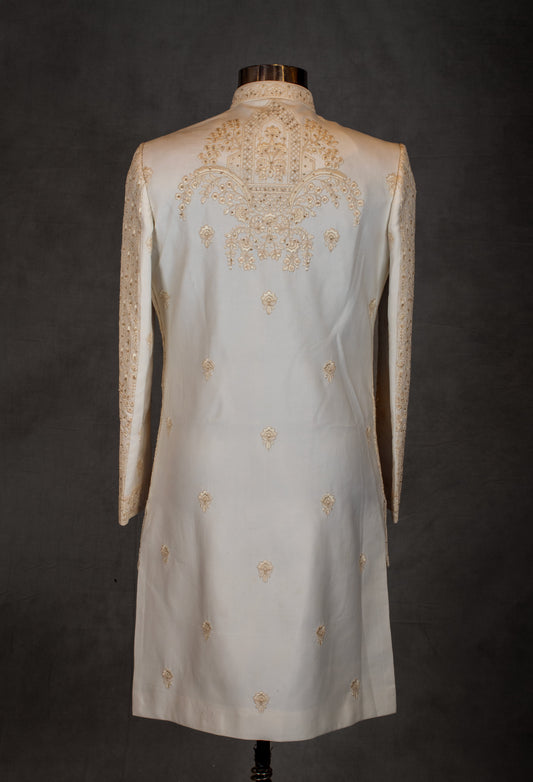 Ivory and gold hand-embroidered sherwani for men – product image 2