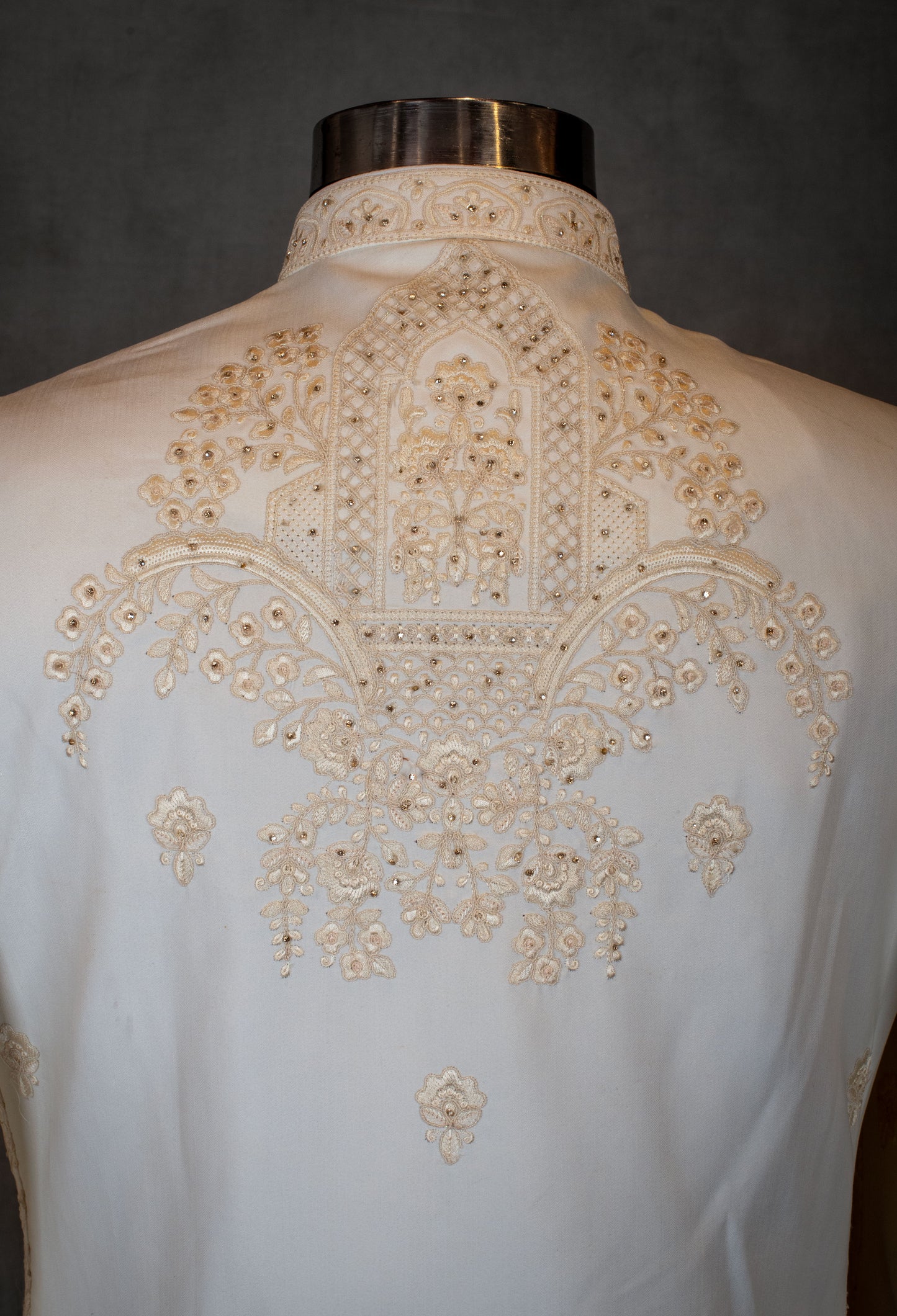 Royal Ivory & Gold Hand-Embroidered Sherwani for Men | Groom’s Wedding & Reception Wear