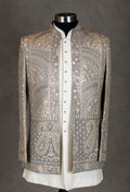 Luxury Silver Embroidered Sherwani for Men | Wedding & Reception Outfit