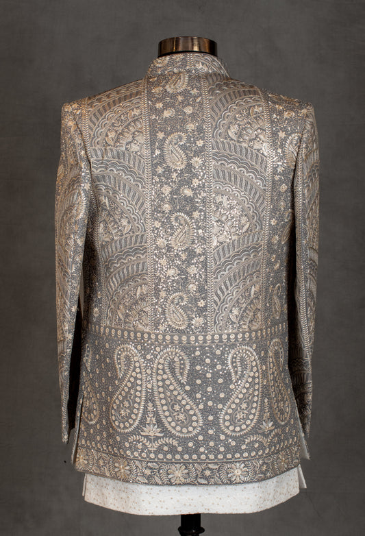 Silver embroidered sherwani for men – product image 2
