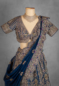Regal Navy Blue Hand-Embroidered Bridal Lehenga with Heavy Zardosi and Sequins Work