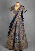 Regal Navy Blue Hand-Embroidered Bridal Lehenga with Heavy Zardosi and Sequins Work