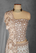 Champagne Gold Strapless Crop Top Lehenga Set with Heavy Sequin & Zari Embroidery