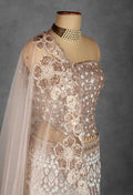 Champagne Gold Strapless Crop Top Lehenga Set with Heavy Sequin & Zari Embroidery