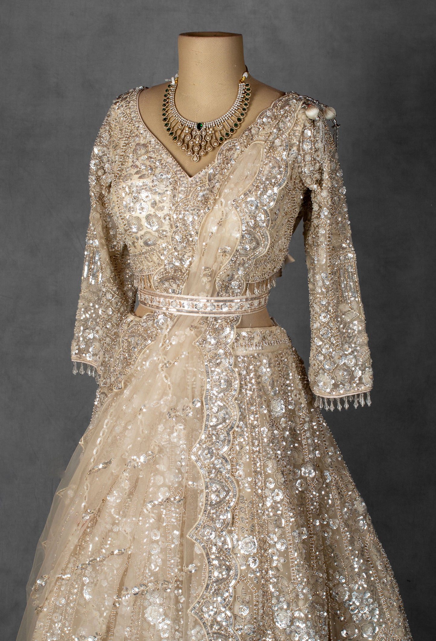 Champagne Gold Embellished Bridal Lehenga