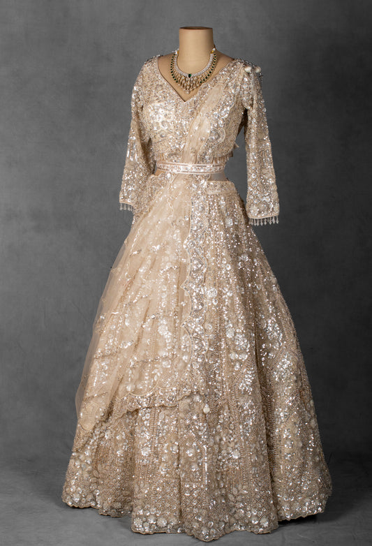 Champagne Gold Embellished Bridal Lehenga